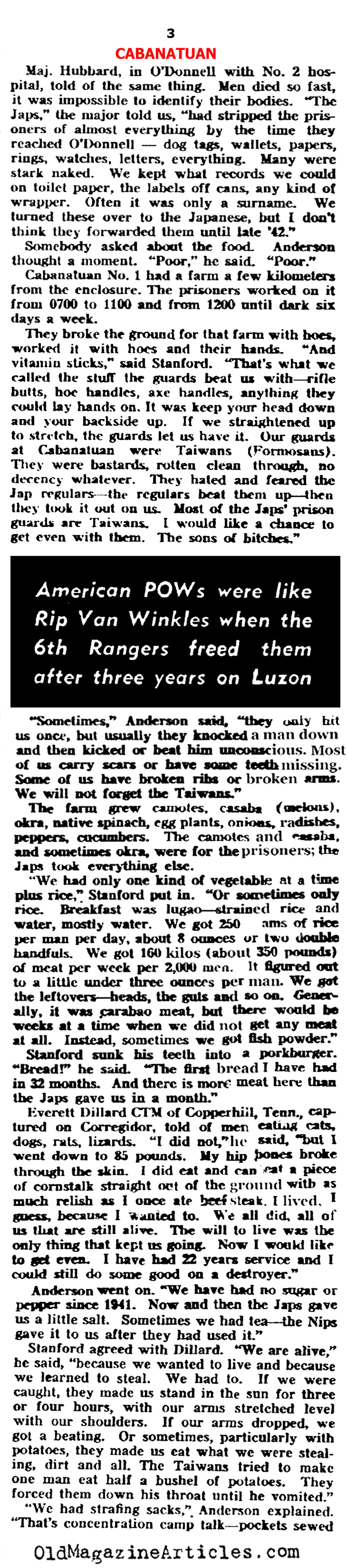 The Japanese Prison Camp at  Cabanatuan (Yank Magazine, 1945)