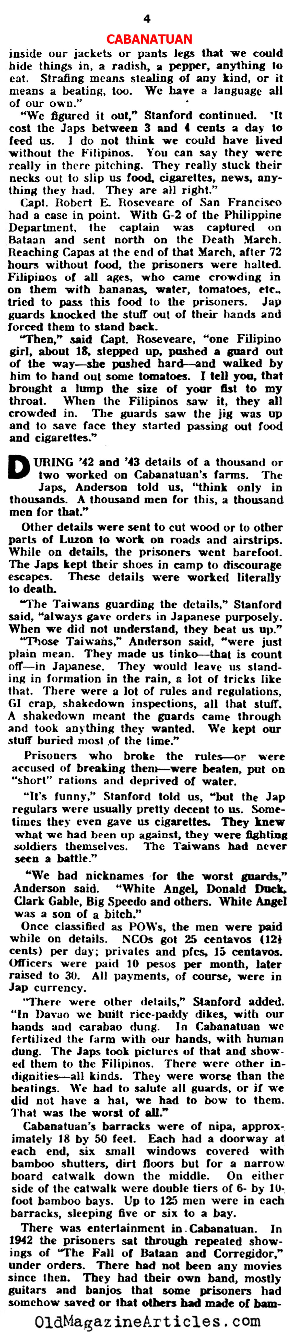 The Japanese Prison Camp at  Cabanatuan (Yank Magazine, 1945)