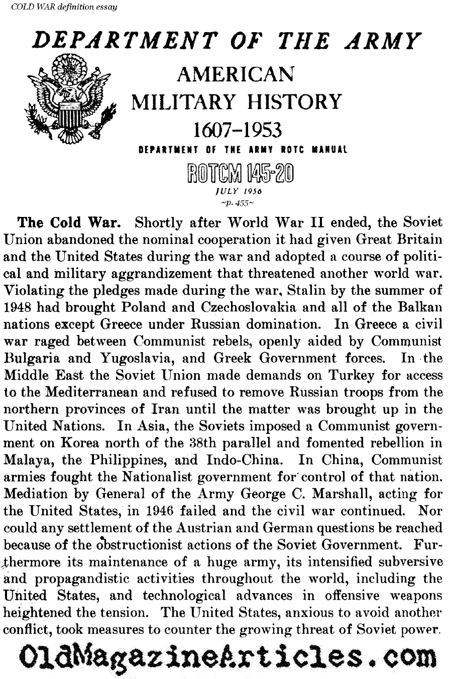 Early Cold War Events: 1948 - 1956 (Dept. of the Army, 1956)