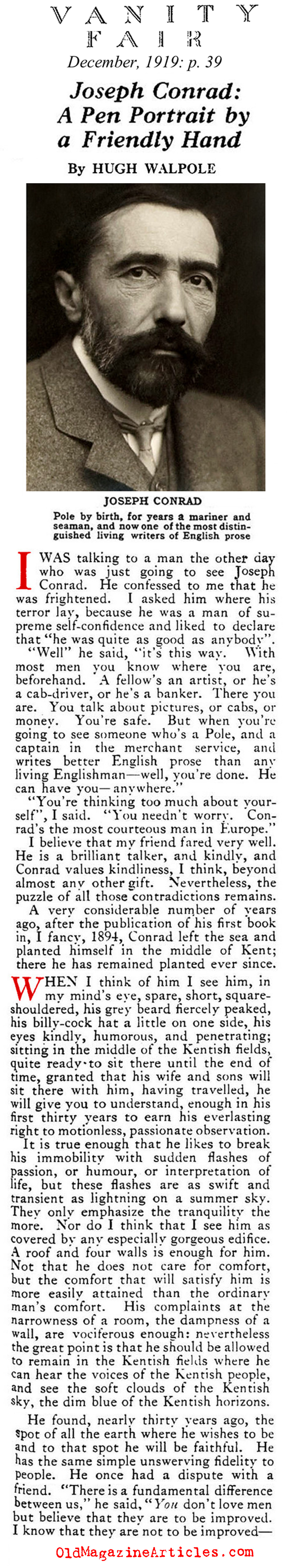 Joseph Conrad as Interviewed by Hugh Walpole (Vanity Fair, 1919)