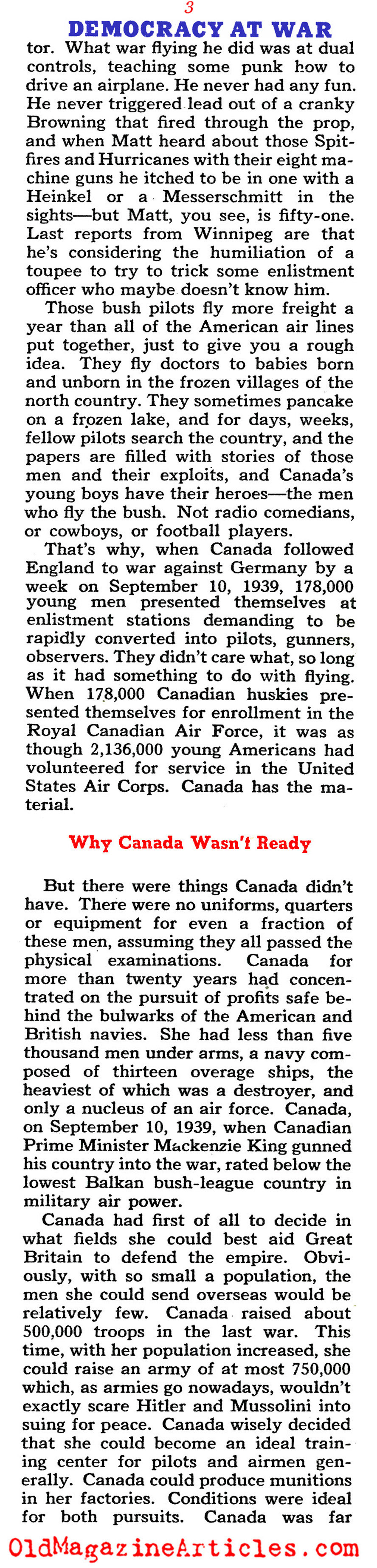 Canada Steps Up for Britain (Collier's Magazine, 1940)