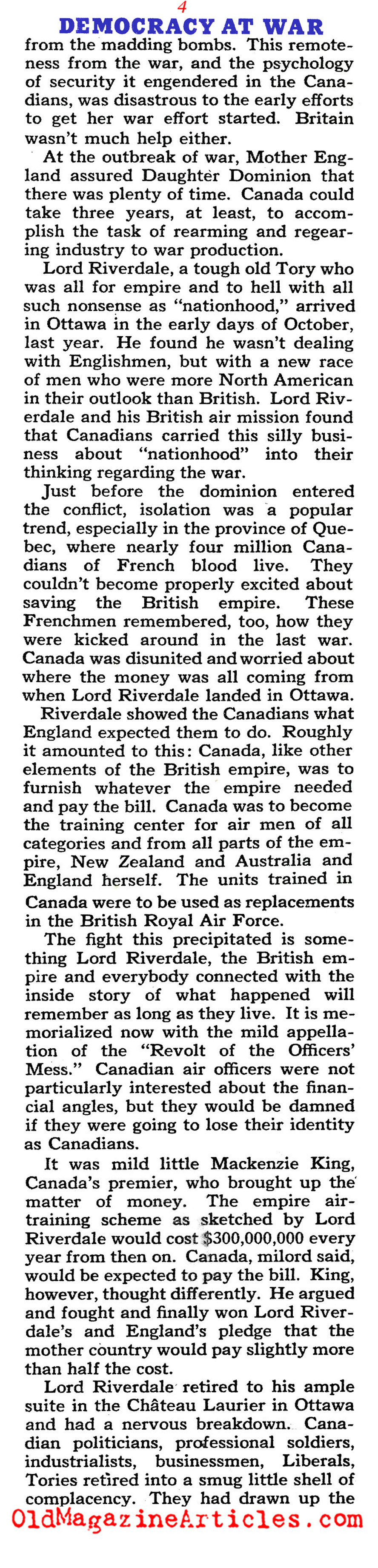 Canada Steps Up for Britain (Collier's Magazine, 1940)