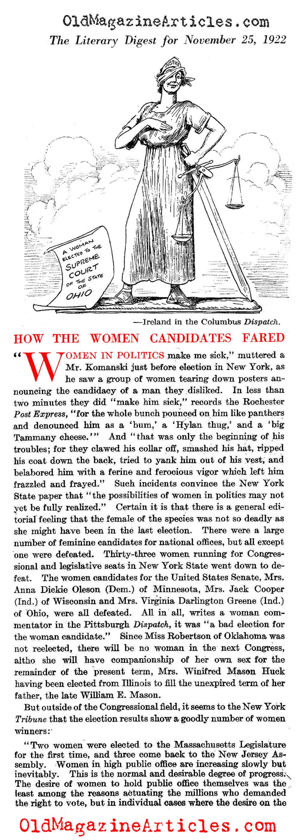 The 1922  U.S. Elections: Some Wins But Mostly Defeats   (The Literary Digest, 1922)