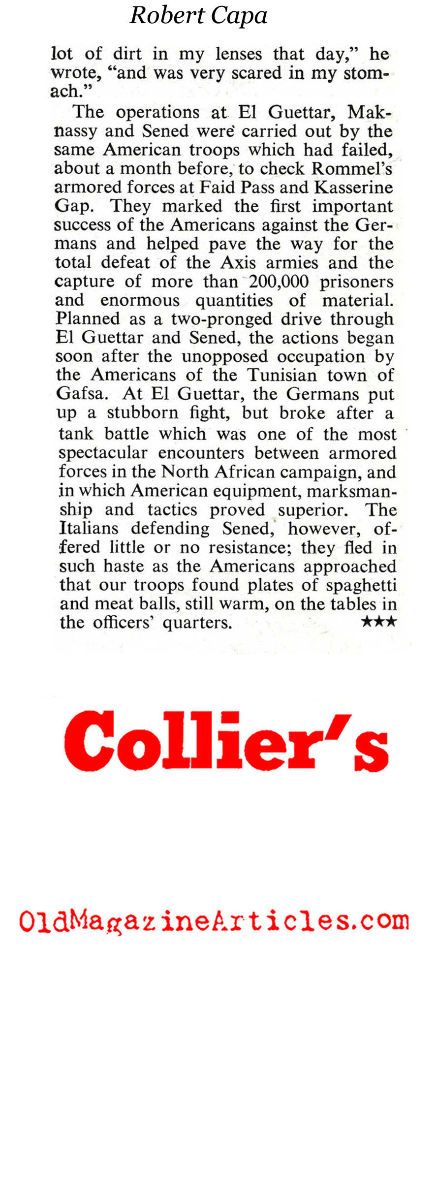 Robert Capa in Tunisia (Collier's Magazine, 1943)