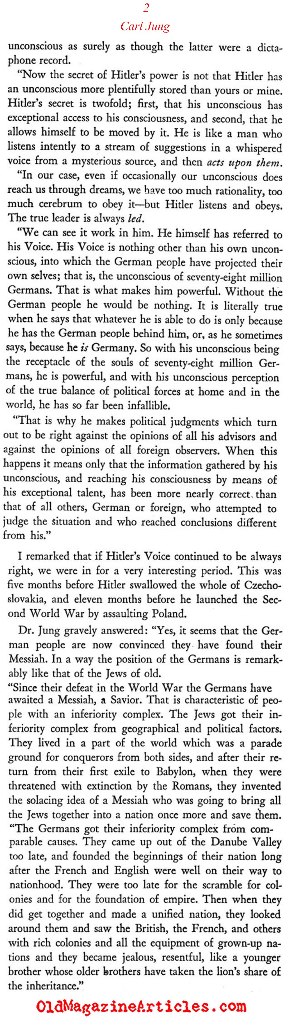 Carl Jung on Hitler (Omnibook Magazine, 1942)