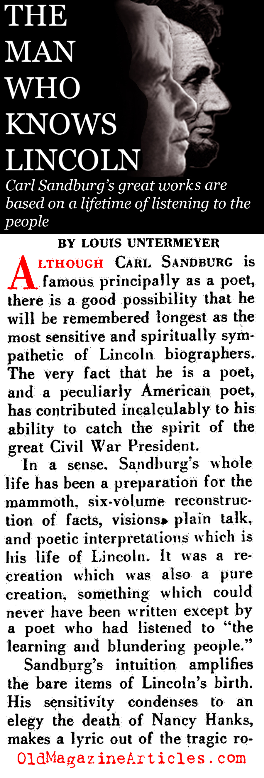 Carl Sandburg at 70 ('48 Magazine)