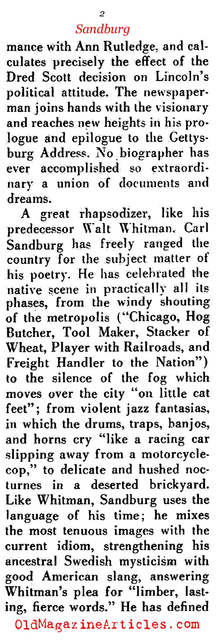 Carl Sandburg at 70 ('48 Magazine)