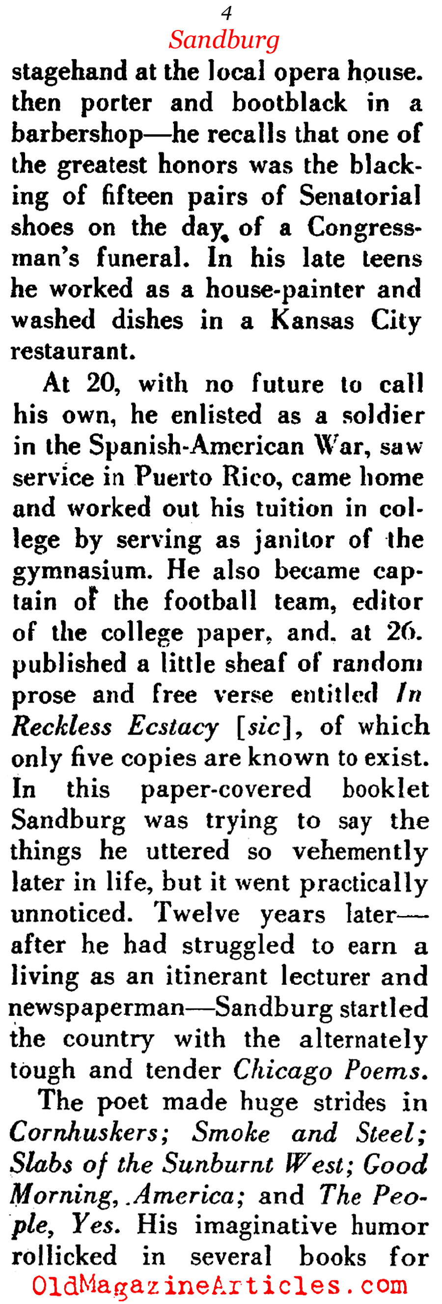 Carl Sandburg at 70 ('48 Magazine)