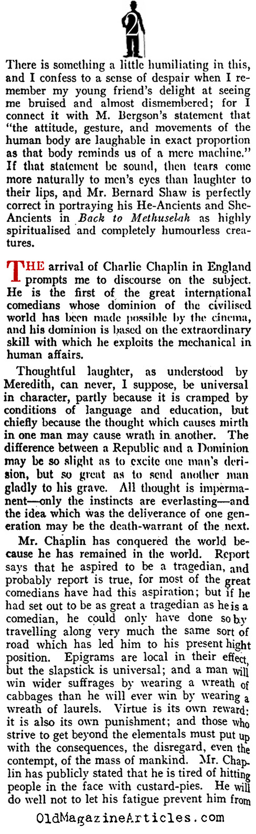 Charlie Chaplin and His Popularity   (Vanity Fair Magazine, 1921)