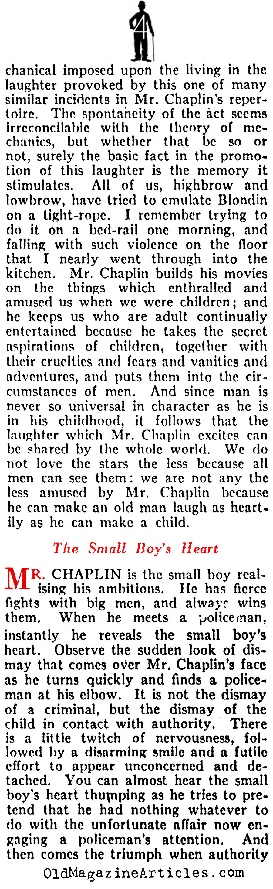 Charlie Chaplin and His Popularity   (Vanity Fair Magazine, 1921)