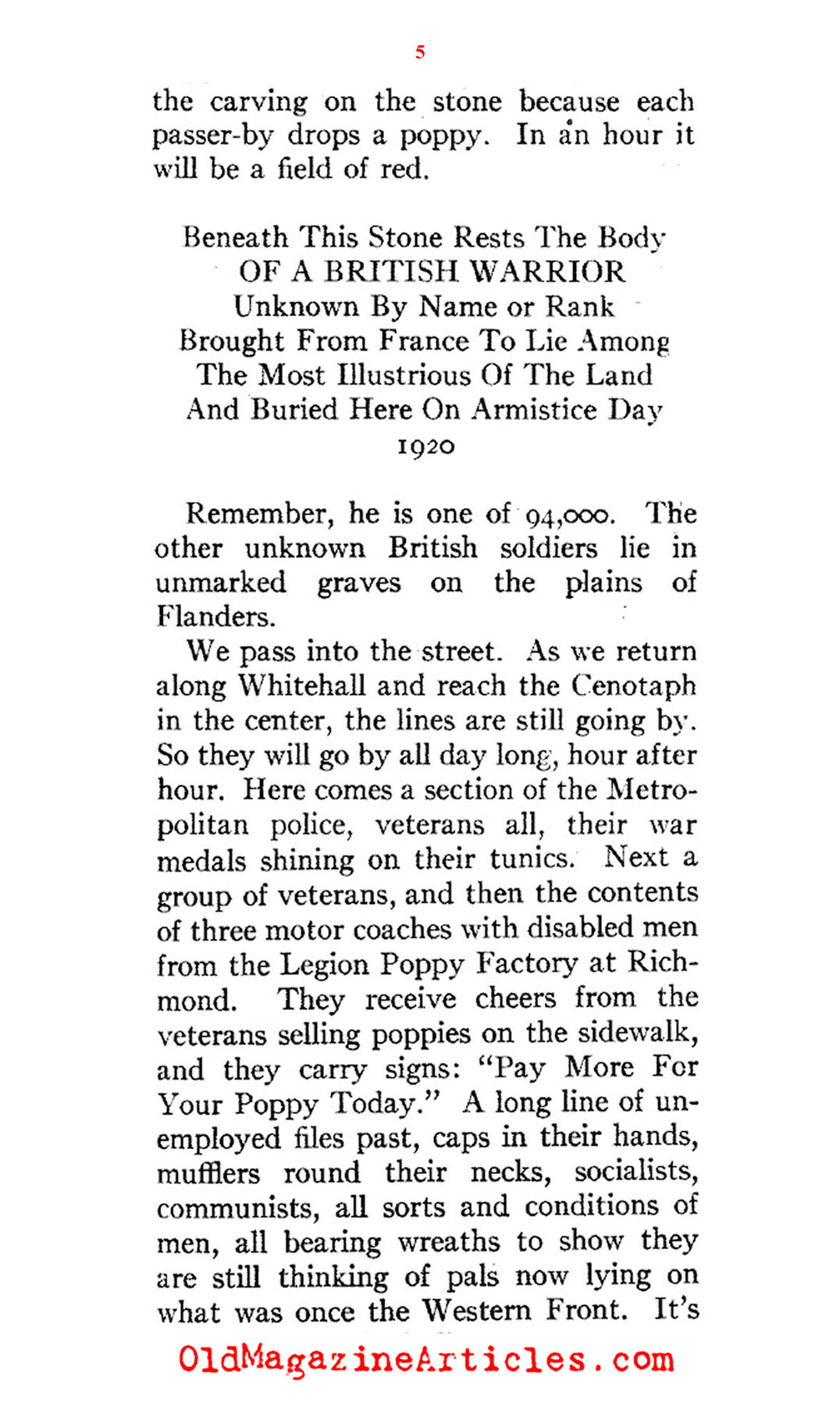 Remembrance Day at the Cenotaph (American Legion Monthly, 1936)