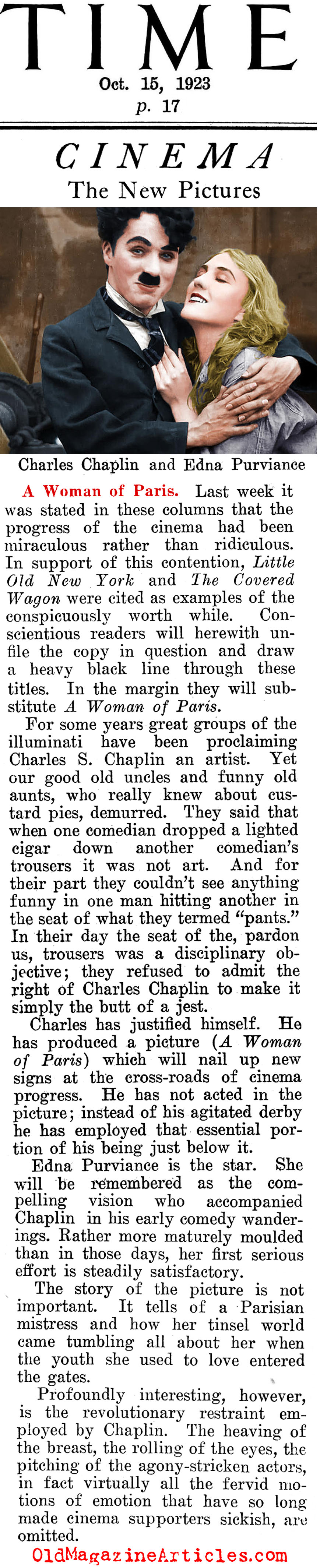 <i>A Woman of Paris</i> (Time Magazine, 1923)