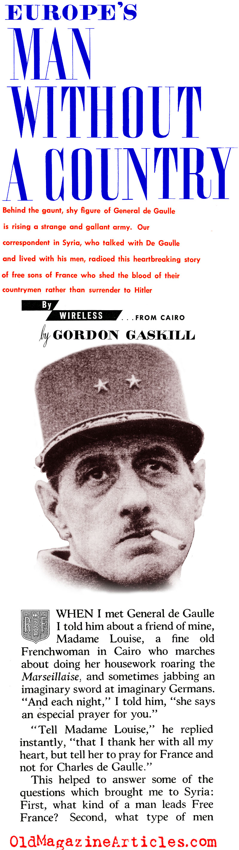 The Leader of Free France (The American Magazine, 1942)