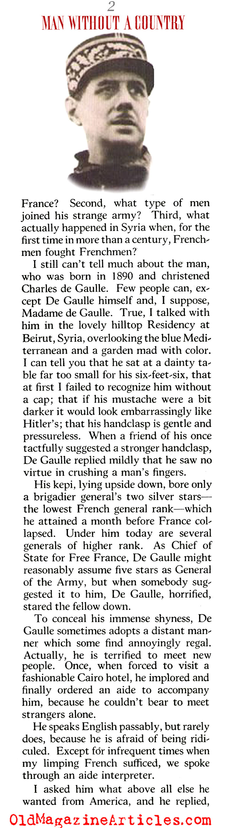 The Leader of Free France (The American Magazine, 1942)