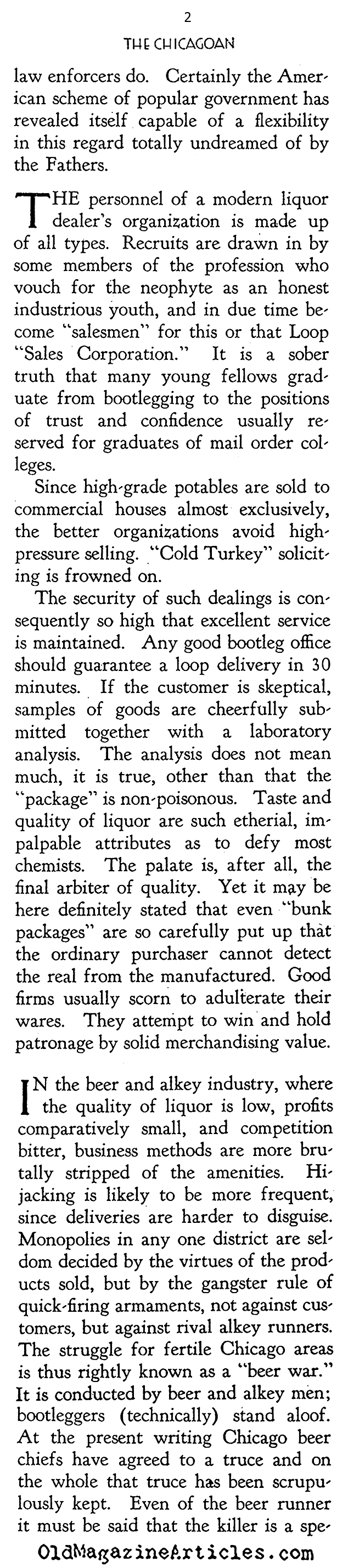 Prohibition - Chicago Style (The Chicagoan, 1927)