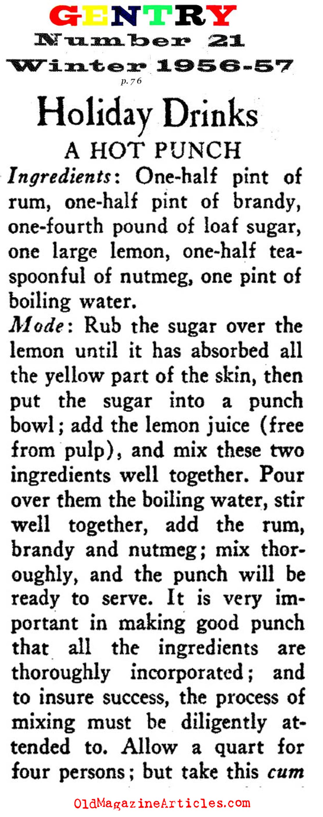 18th Century Christmas Grogs (Gentry Magazine, 1956)