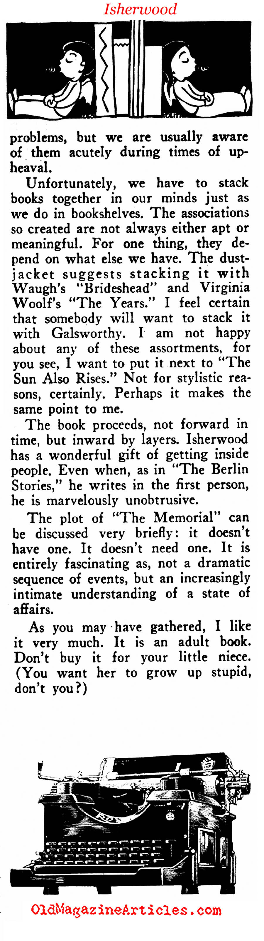 A Review of <i> Memorial</i> by Christopher Isherwood (Rob Wagner's Script, 1947)