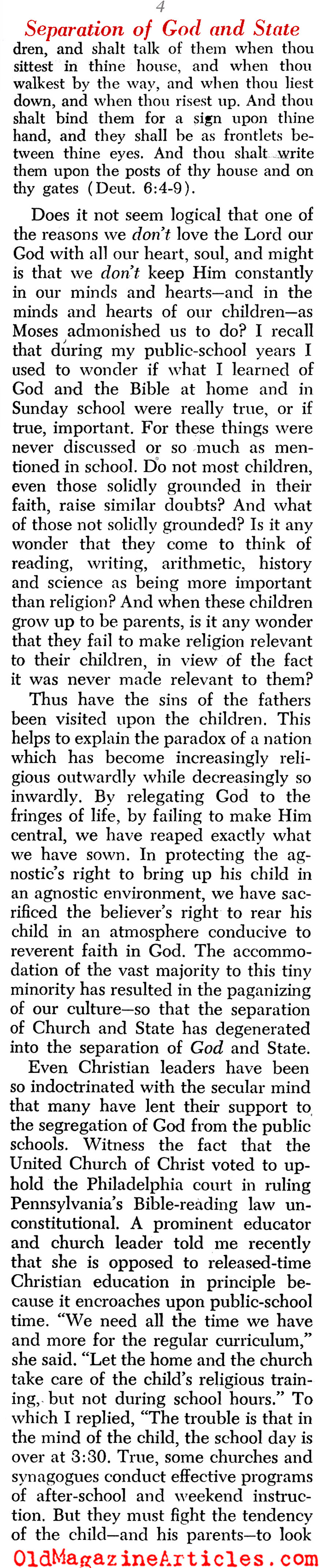 ''The Separation of God and State'' (Christian Herald, 1963)
