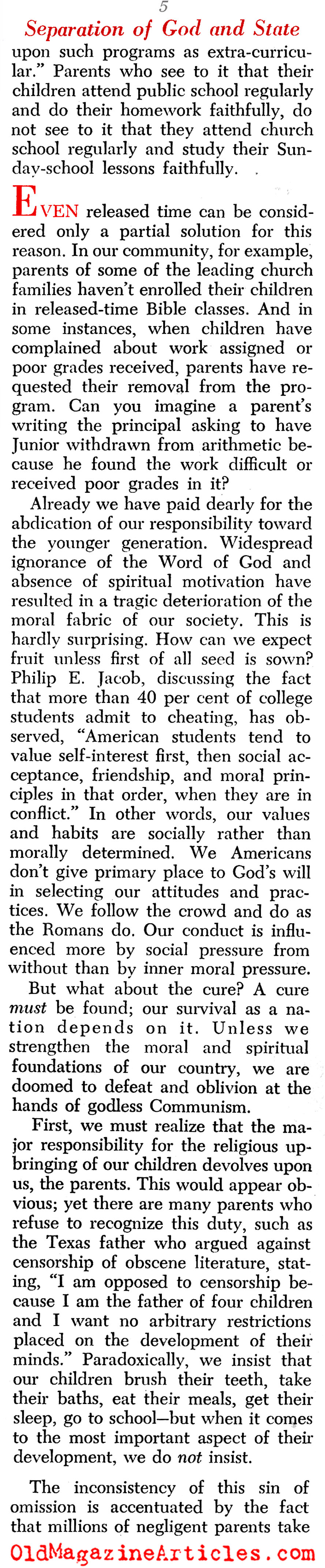 ''The Separation of God and State'' (Christian Herald, 1963)