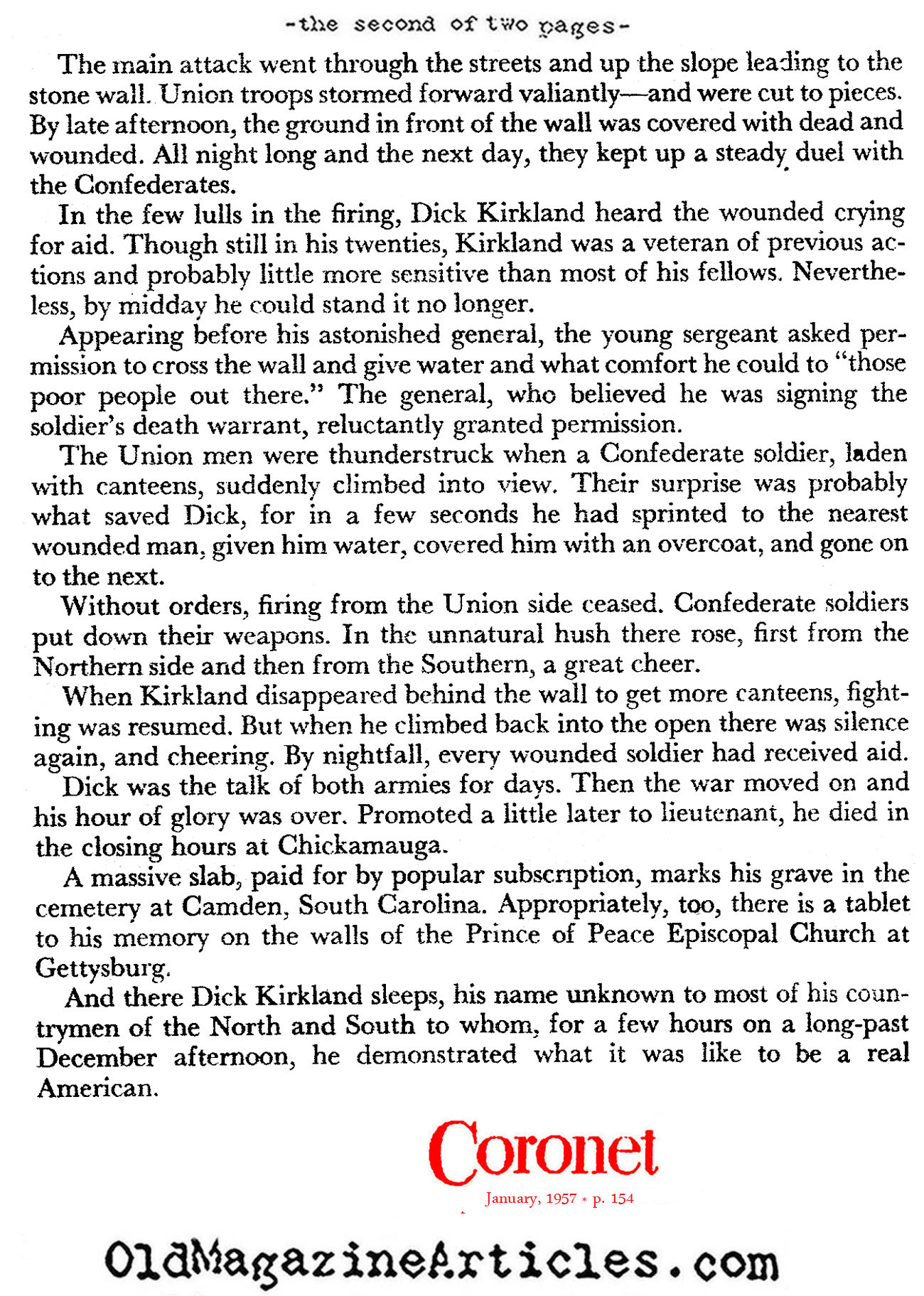 The Humanity of Dick Kirkland (Coronet Magazine, 1957)
