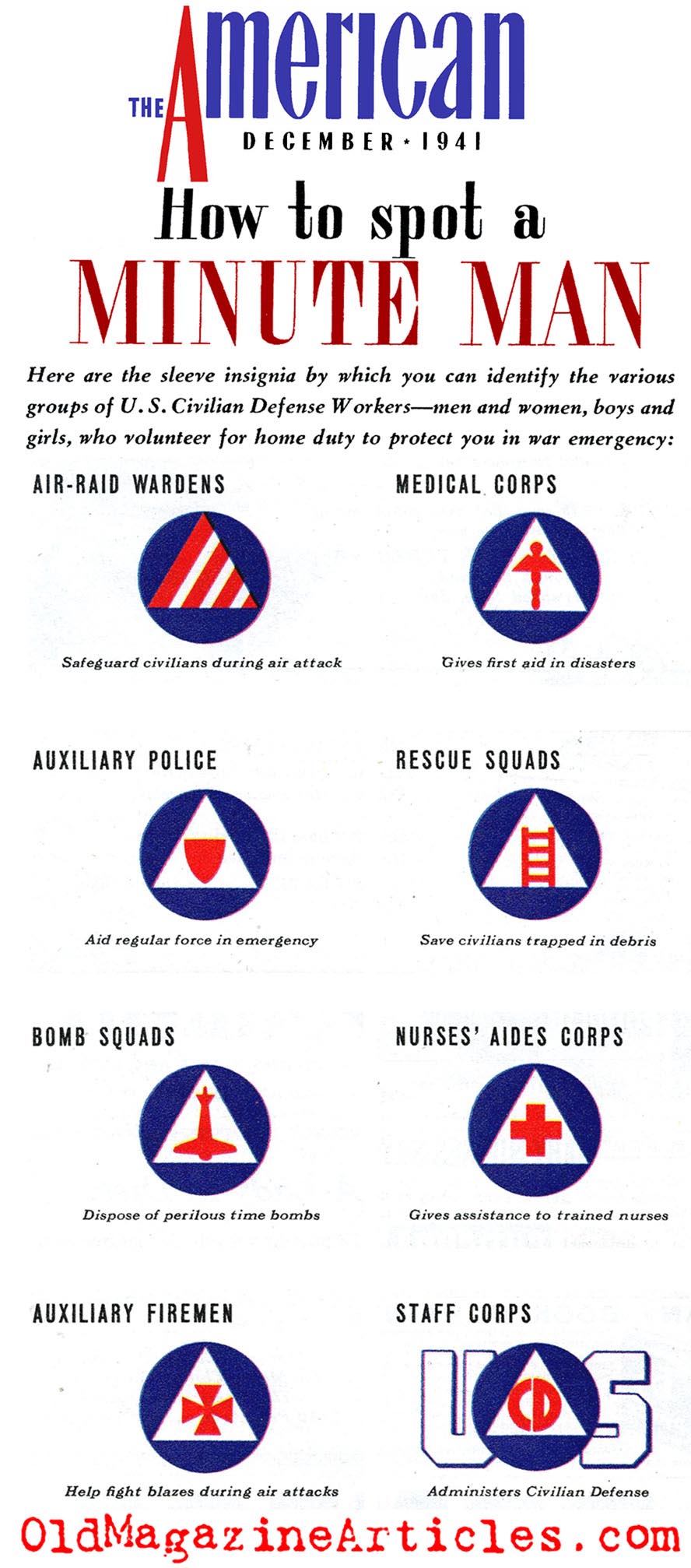 Civil Defense Insignias (The American Magazine, 1941)