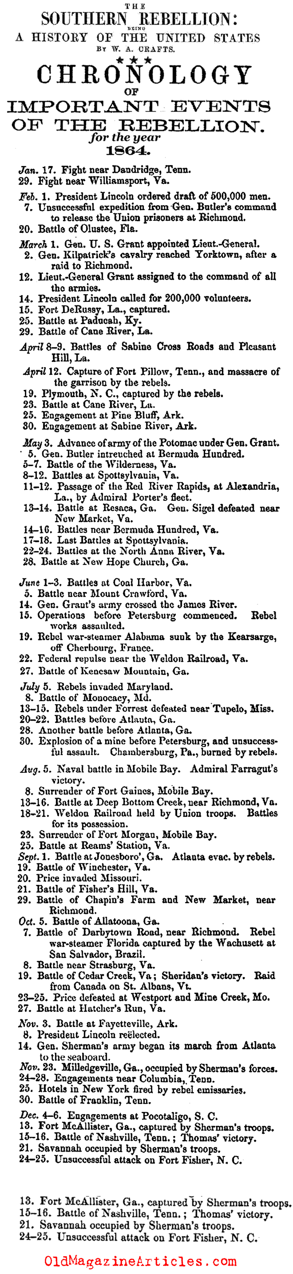 The Civil War in 1864 (Southern Rebellion, 1867)
