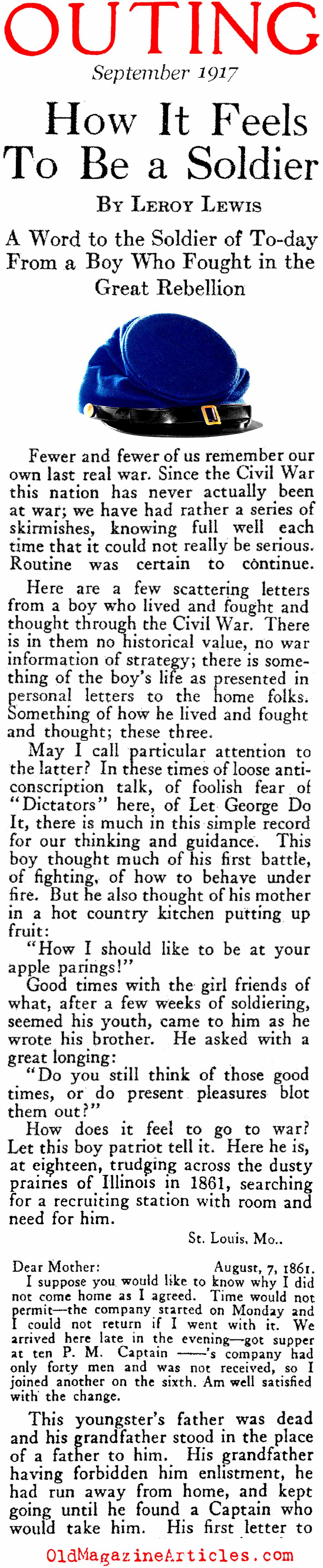 ''How Did it Feel to be a Soldier?'' (Outing Magazine, 1917)