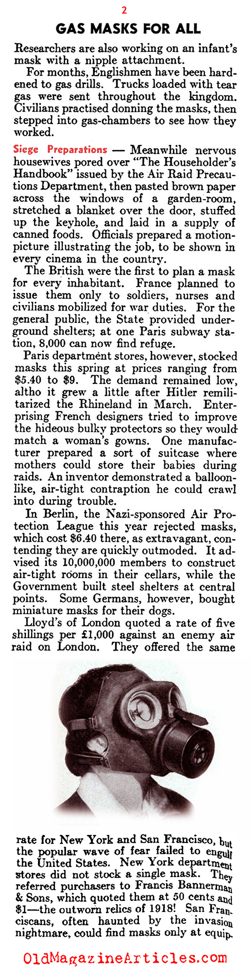 British Civilians Trained to Use Gas Masks (The Literary Digest, 1936)