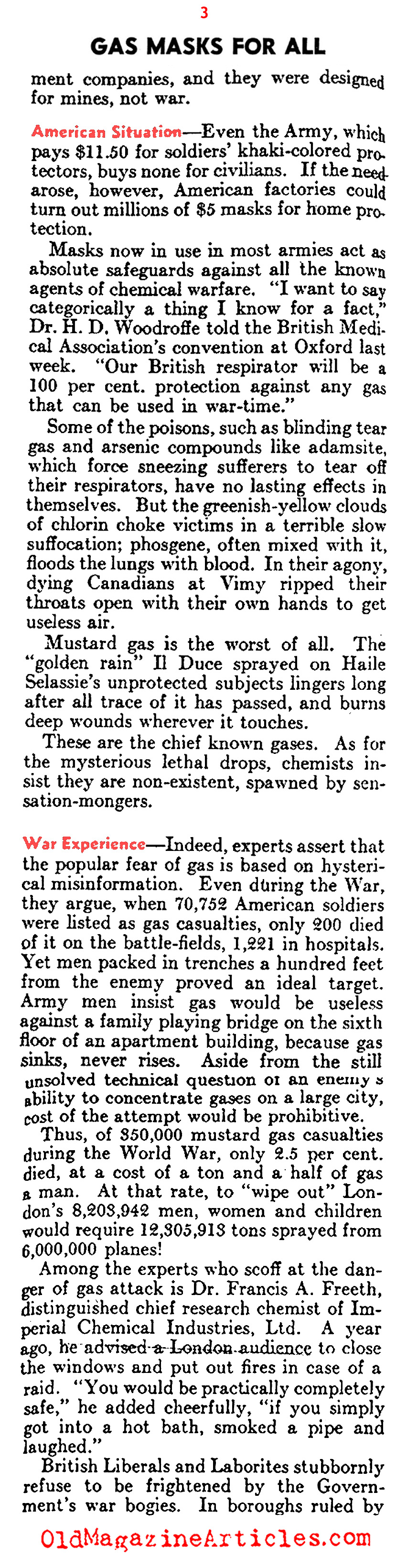 British Civilians Trained to Use Gas Masks (The Literary Digest, 1936)