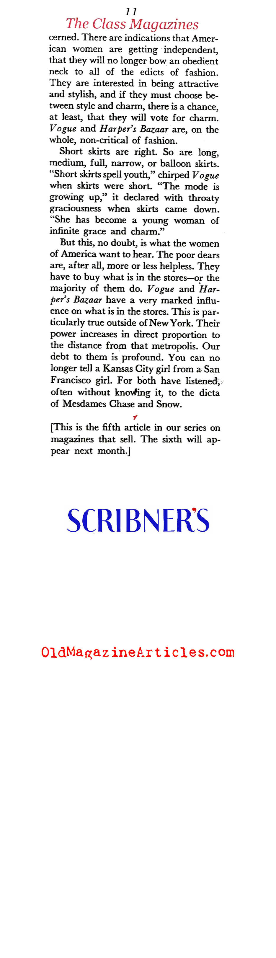 ''Class Magazines'' (Scribner's Magazine, 1938)