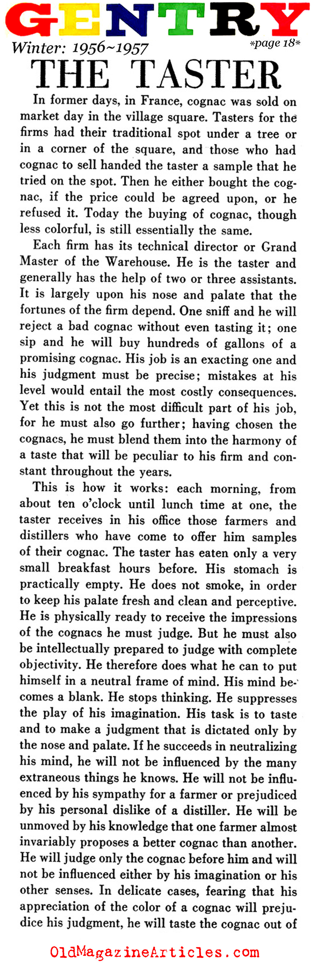 The Grand Cognac Taster (Gentry Magazine, 1956)