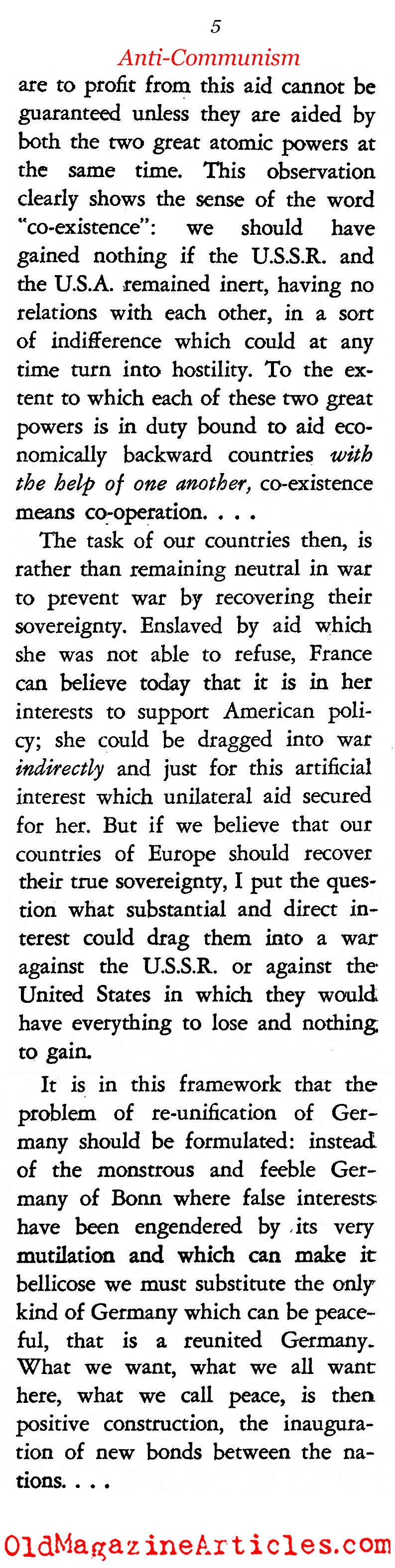 Jean-Paul Sartre on the Cold War (Masses & Mainstream, 1955)