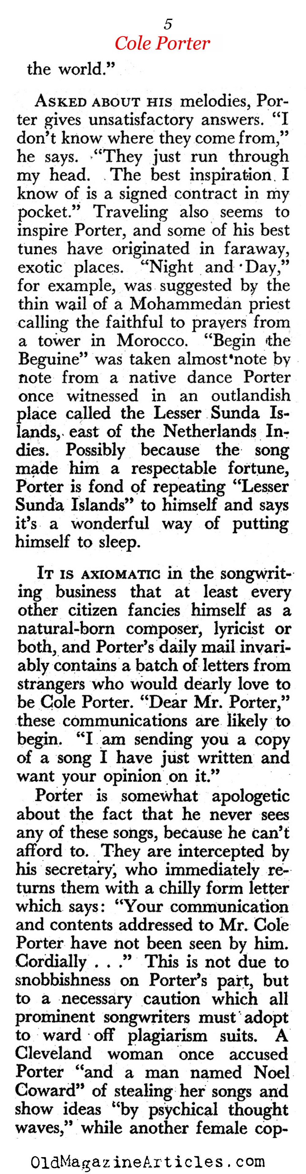 Cole Porter (Pageant Magazine, 1949)