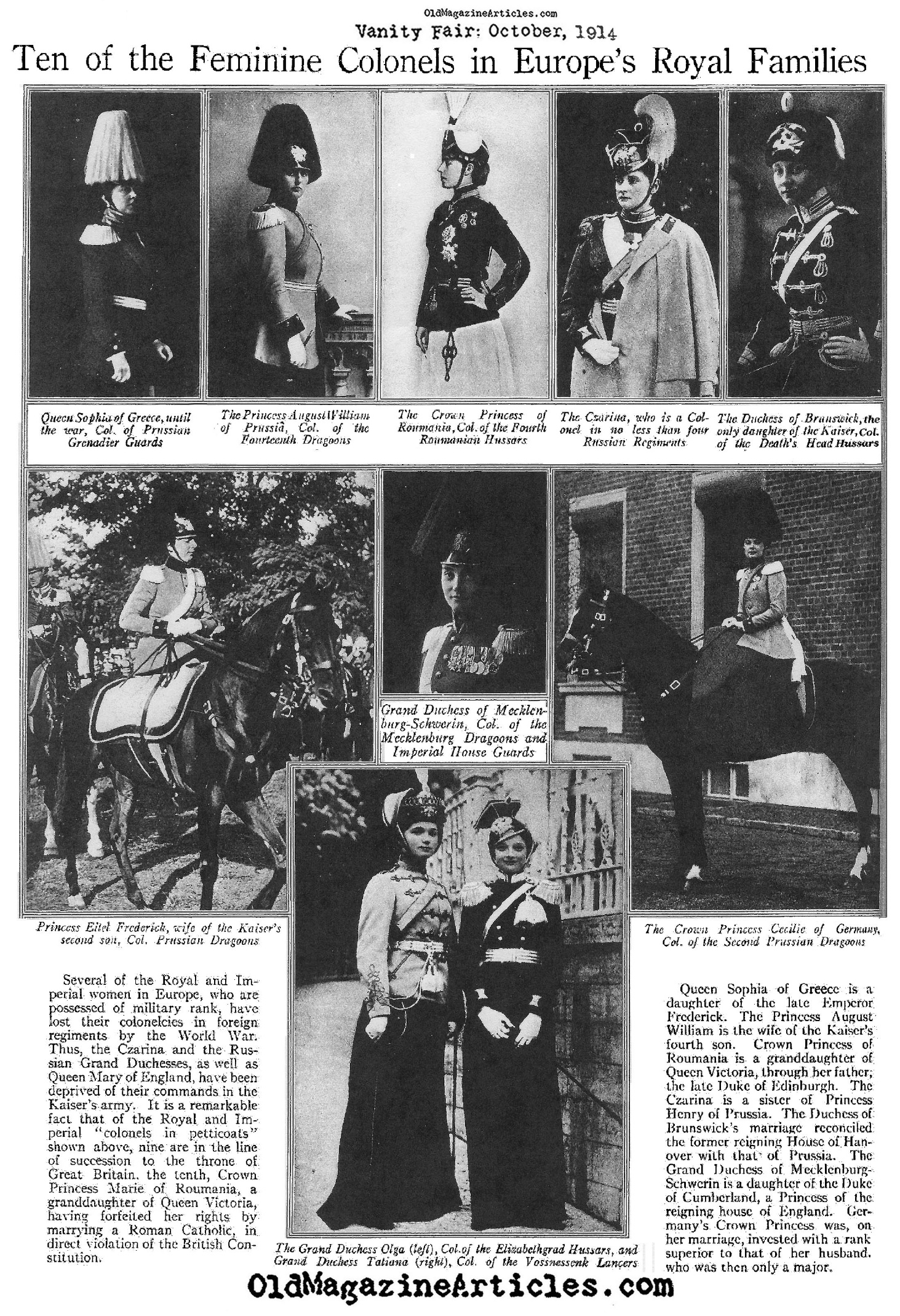 The Princess Colonels of 1914 (Vanity Fair, 1914)