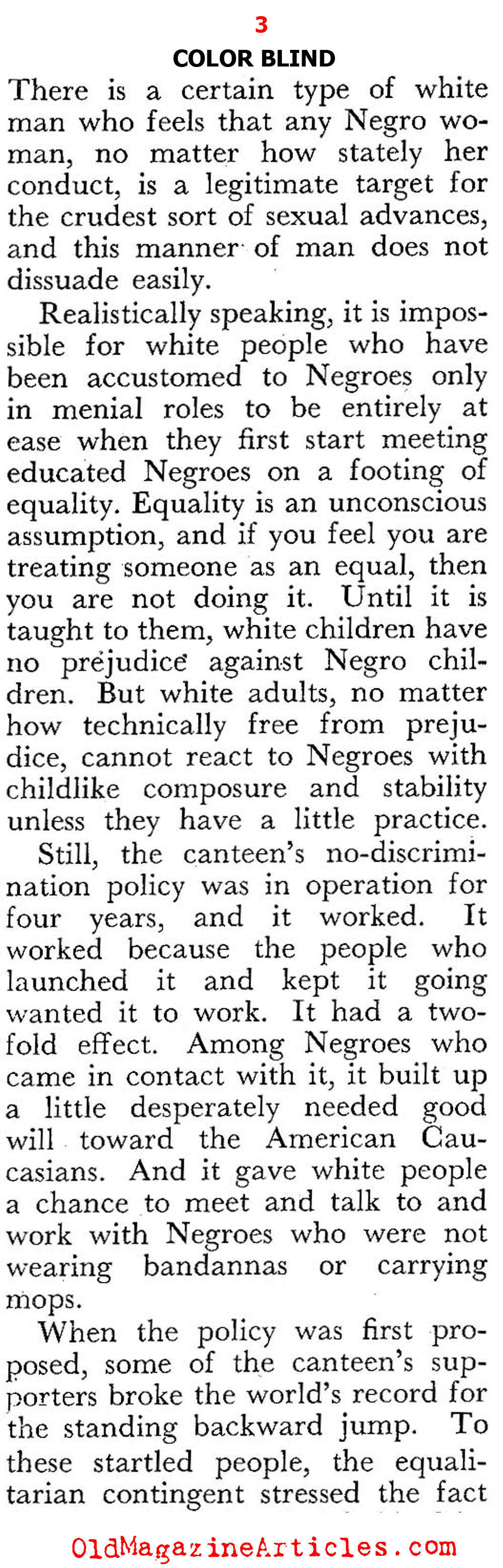 A White Woman Looks at the Negro and the Scourge of Racism  (Pageant Magazine, 1947)