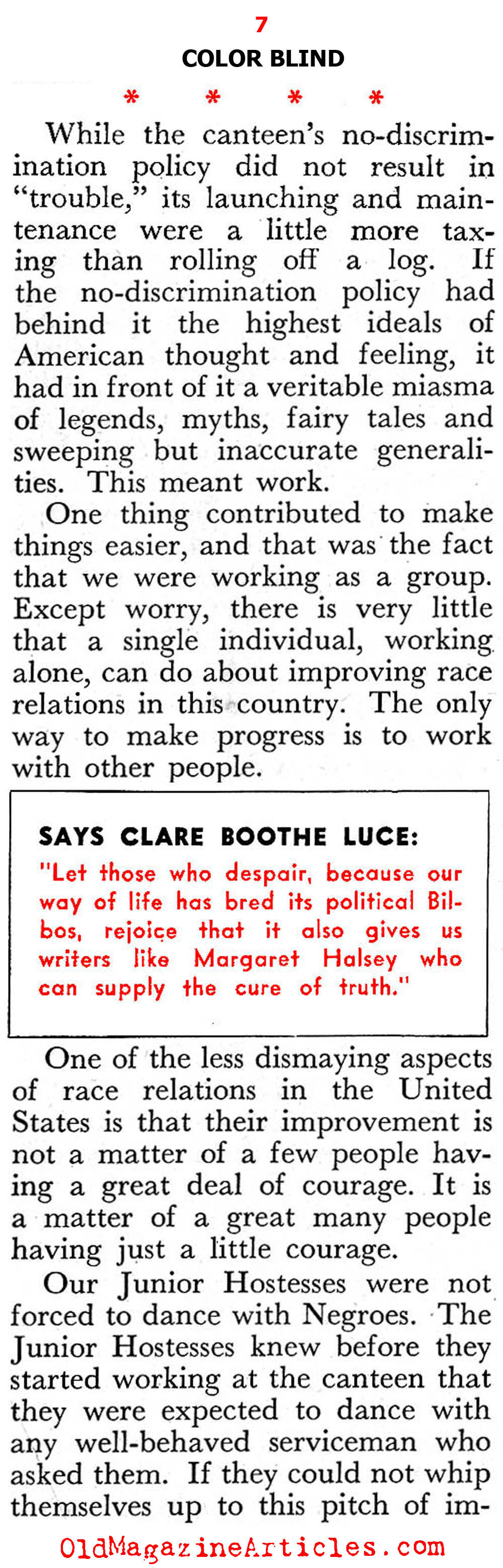 A White Woman Looks at the Negro and the Scourge of Racism  (Pageant Magazine, 1947)