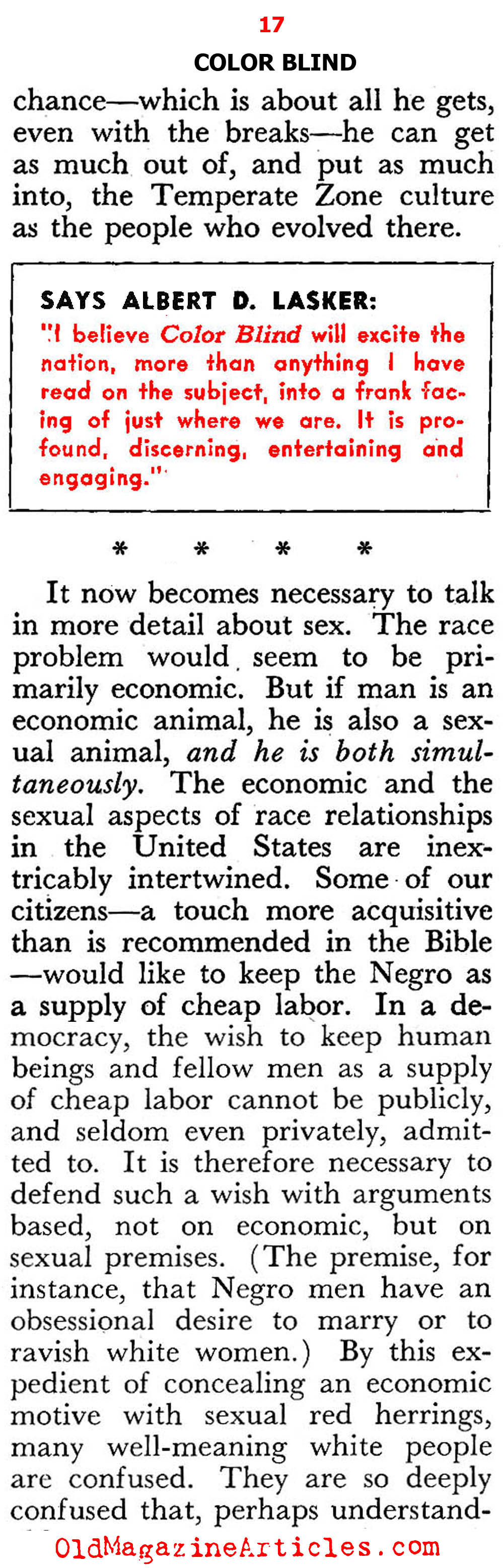A White Woman Looks at the Negro and the Scourge of Racism  (Pageant Magazine, 1947)