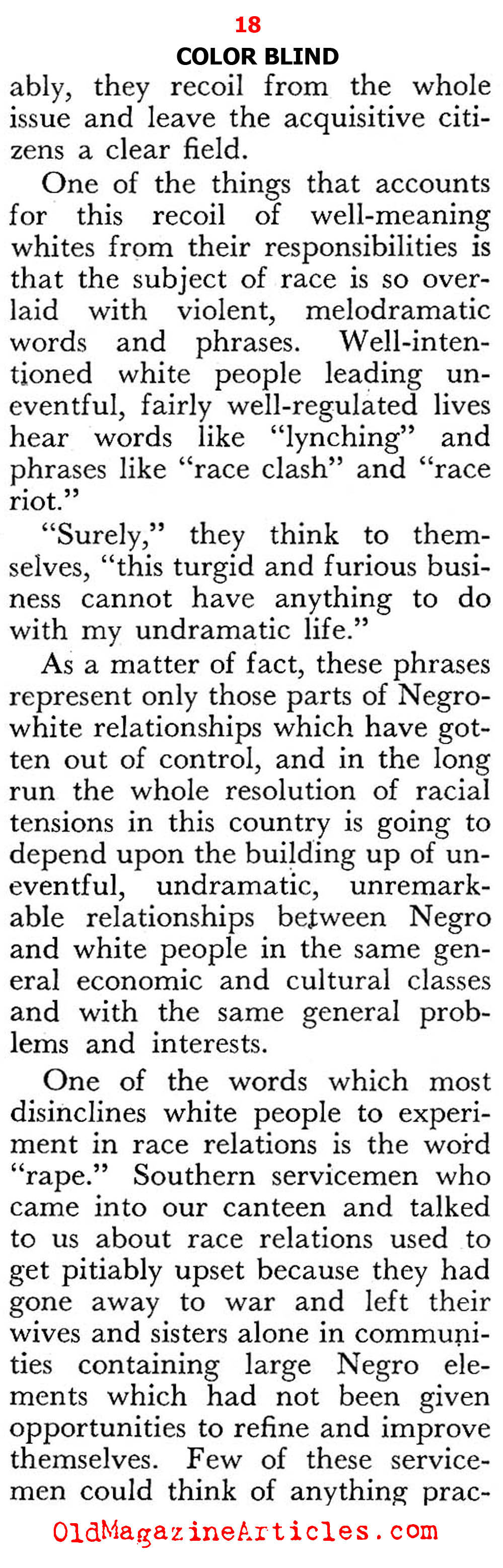 A White Woman Looks at the Negro and the Scourge of Racism  (Pageant Magazine, 1947)