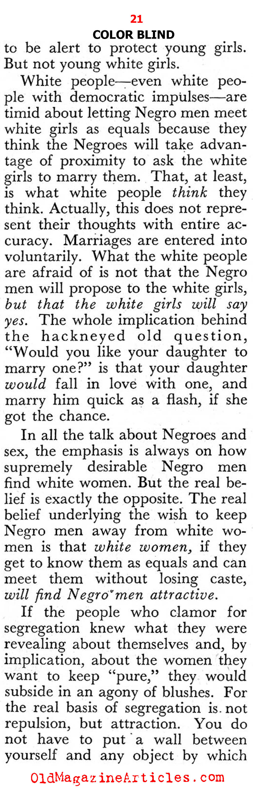 A White Woman Looks at the Negro and the Scourge of Racism  (Pageant Magazine, 1947)