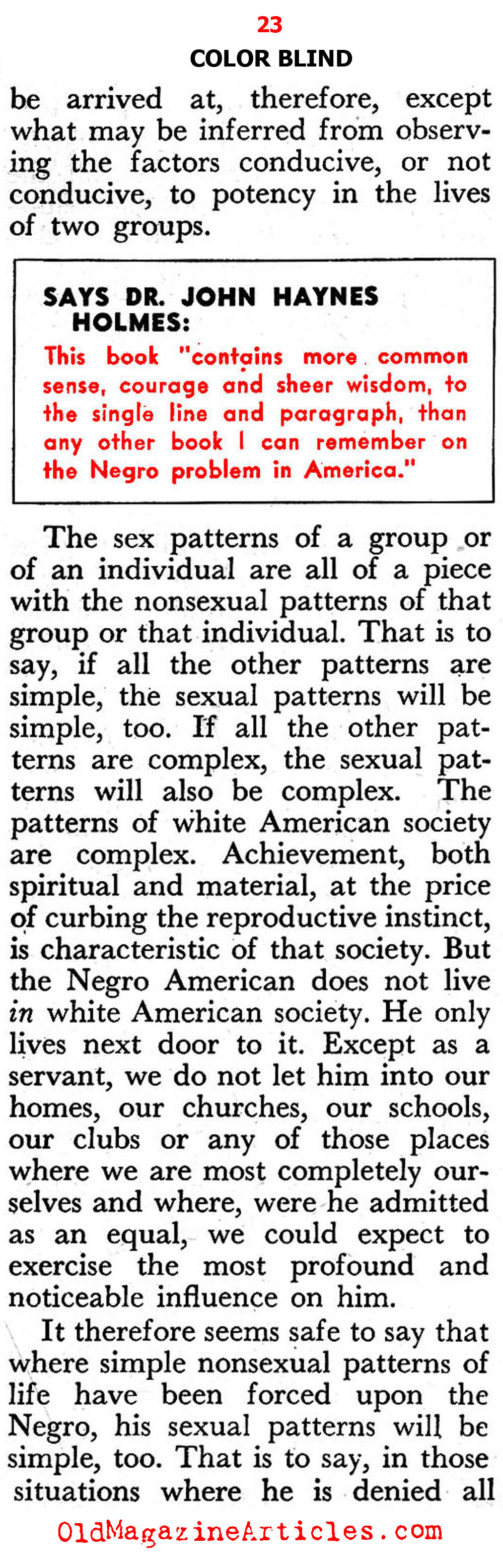 A White Woman Looks at the Negro and the Scourge of Racism  (Pageant Magazine, 1947)