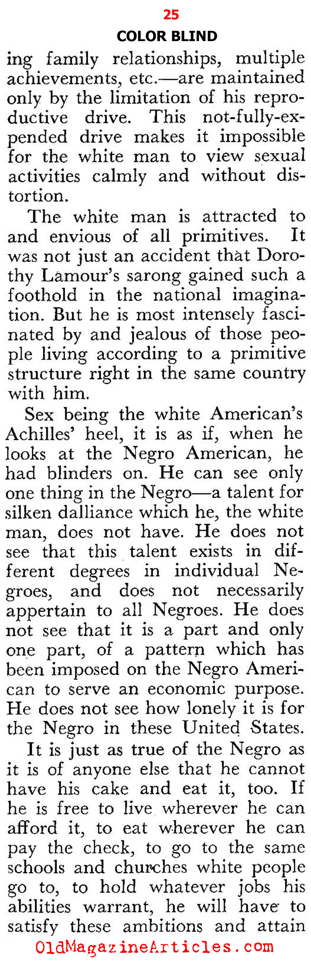 A White Woman Looks at the Negro and the Scourge of Racism  (Pageant Magazine, 1947)