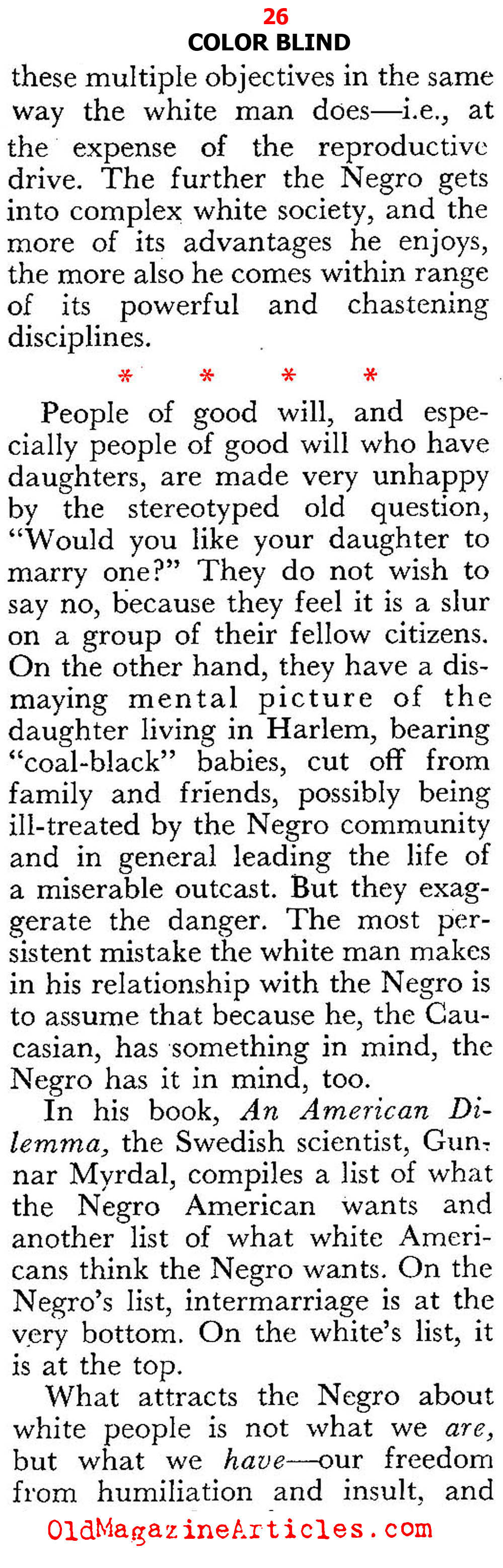 A White Woman Looks at the Negro and the Scourge of Racism  (Pageant Magazine, 1947)