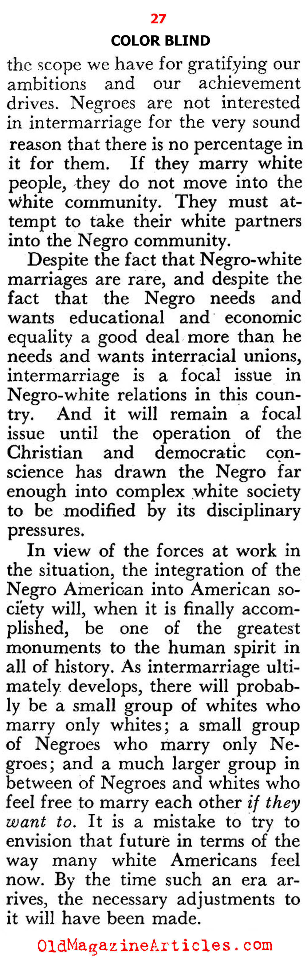 A White Woman Looks at the Negro and the Scourge of Racism  (Pageant Magazine, 1947)