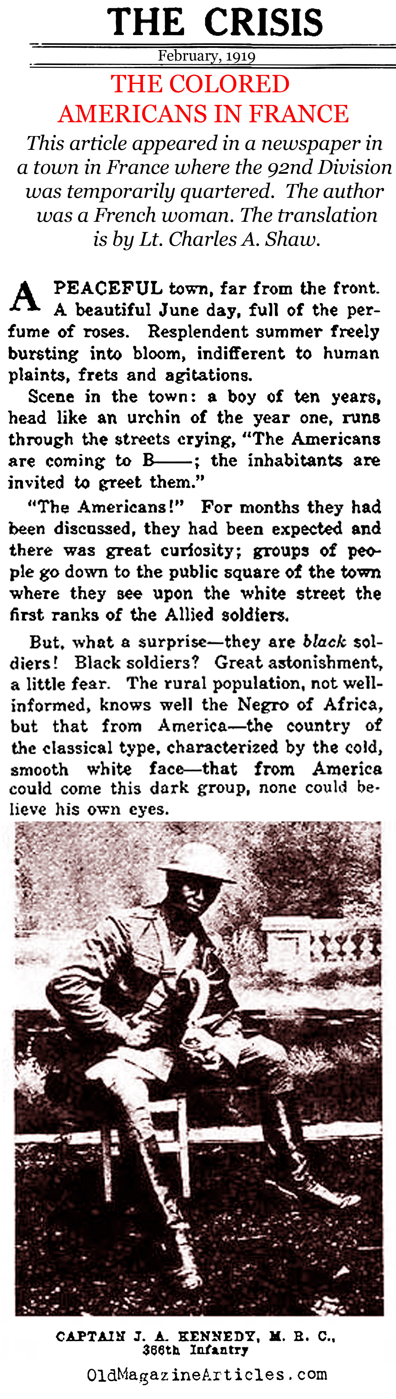 A French Village Welcomes the Ninety-Second Division (The Crises, 1919)