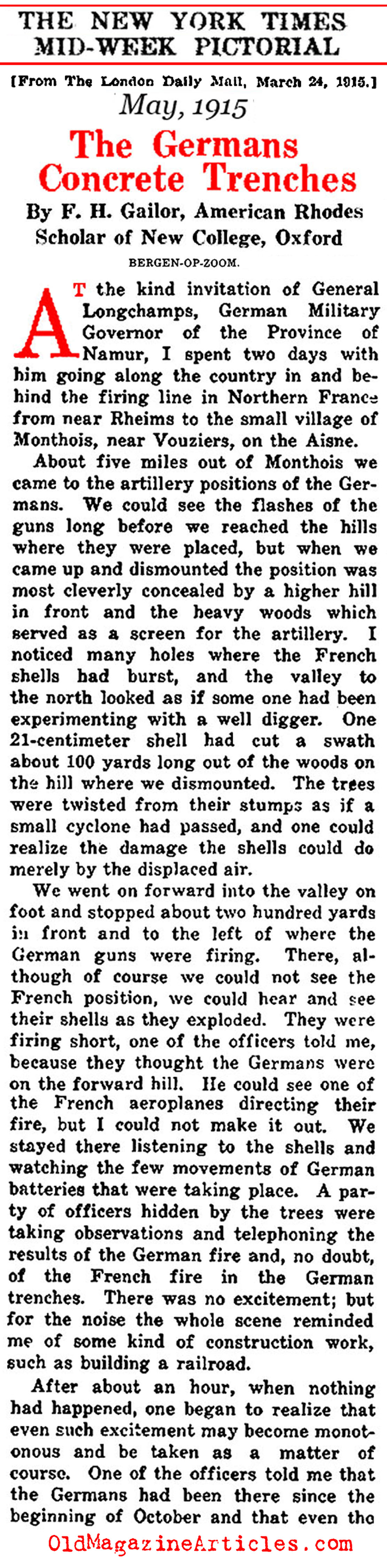 ''The German Concrete Trenches'' (NY Times, 1915)