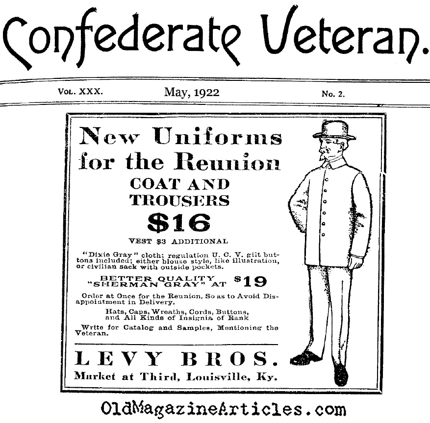 Civil War Reunion Clothing (Confederate Veteran Magazine, 1922)