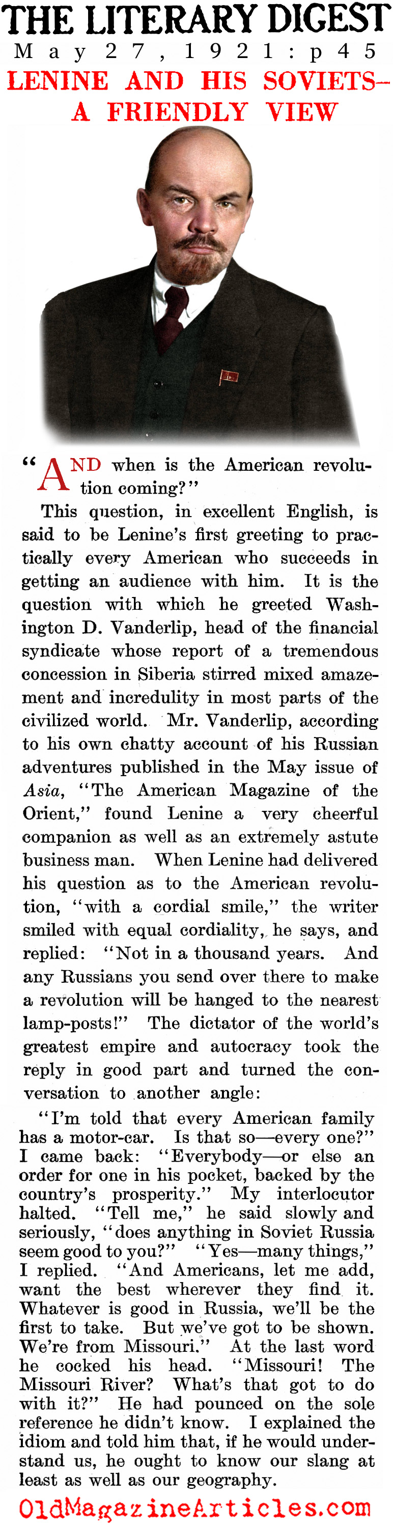 The Conversational Lenin (Literary Digest, 1921)