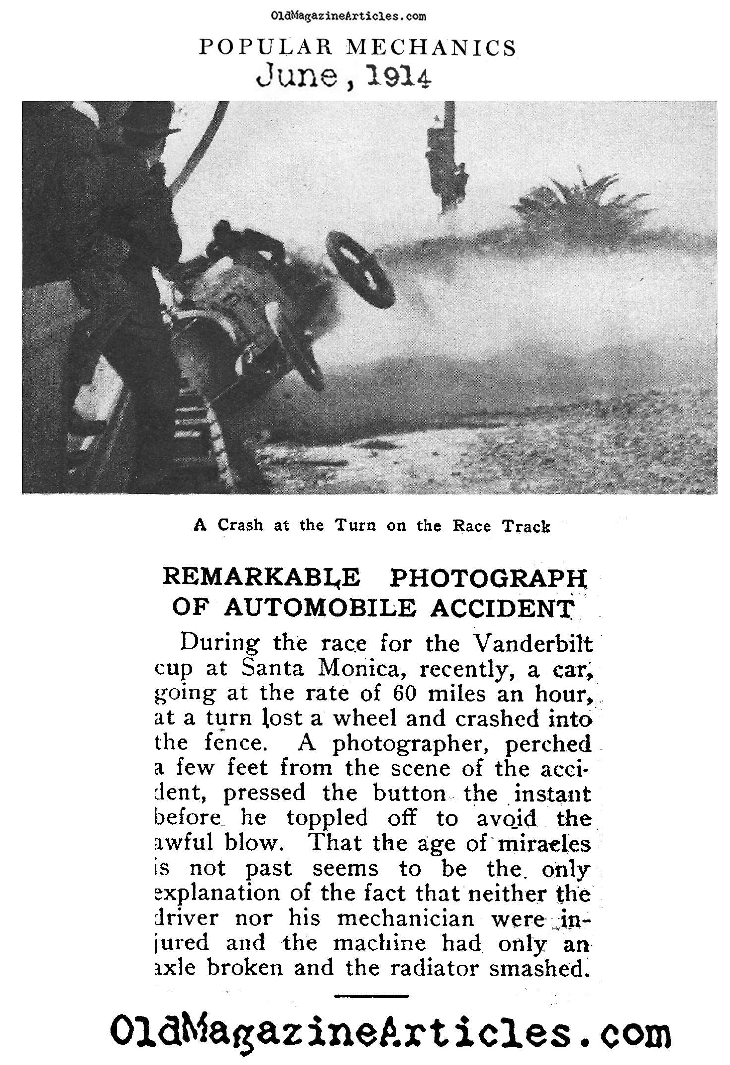 Earliest Car Crash Photograph  (Popular Mechanics, 1914)