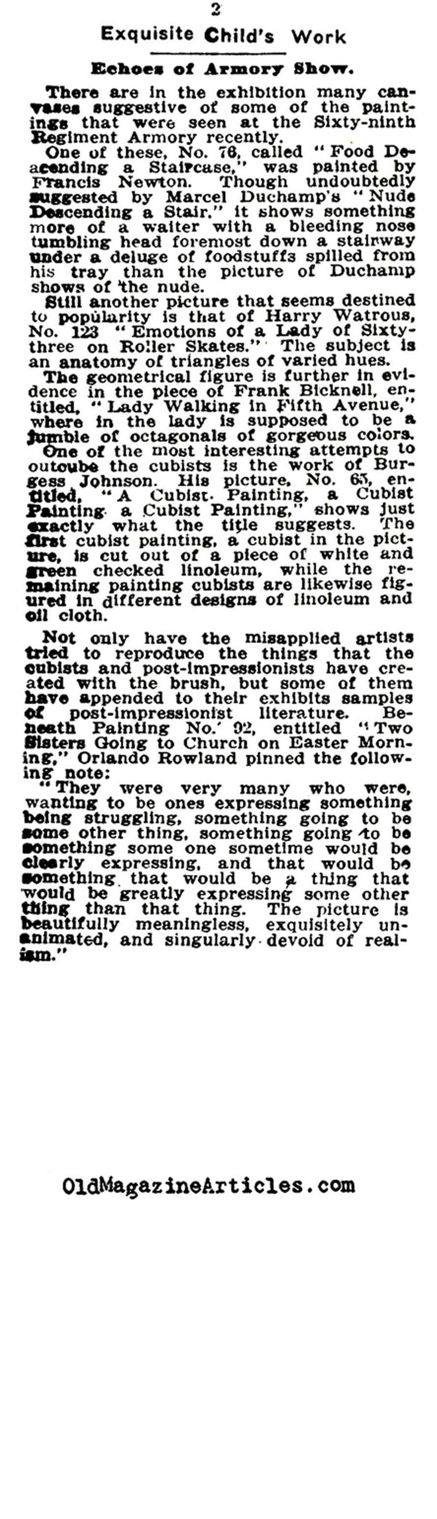 Academy of Misapplied Art</i> Assailed Cubism (NY Times, 1913)