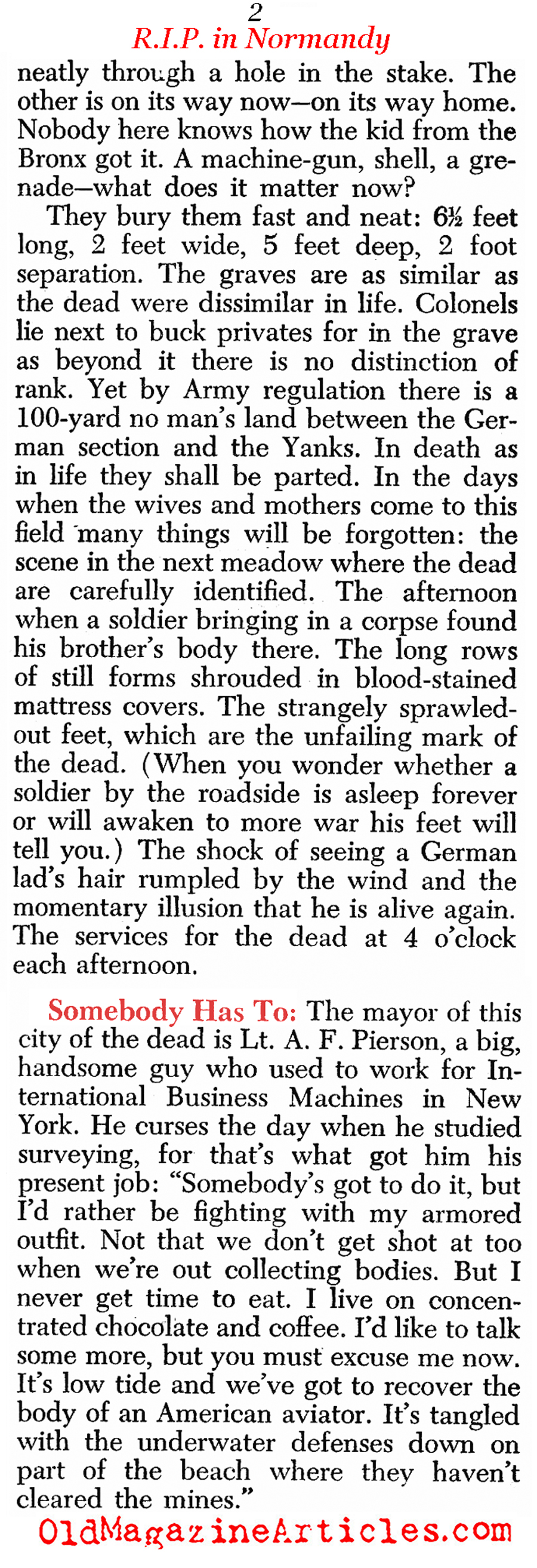 Burying The American Dead (Newsweek Magazine, 1944)